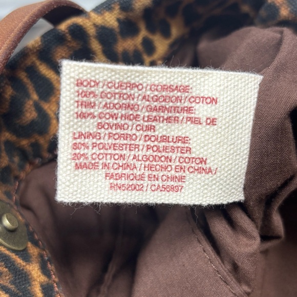 Lucky Brand Tote Bag Leopard Print Cotton Shoulder Straps Travel Work Office GO - Picture 6 of 8